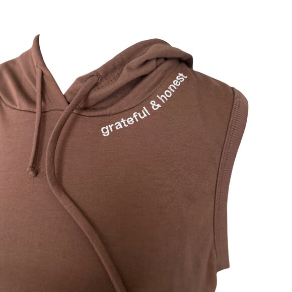 Skonhet Sleeveless Brown Hoodie Size L - Picture 2 of 5